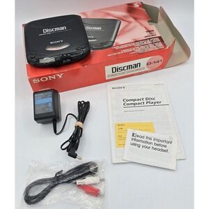 Vtg SONY DISCMAN D-141 w/ Box, All Original Inserts & AC Adapter ! Tested -RARE